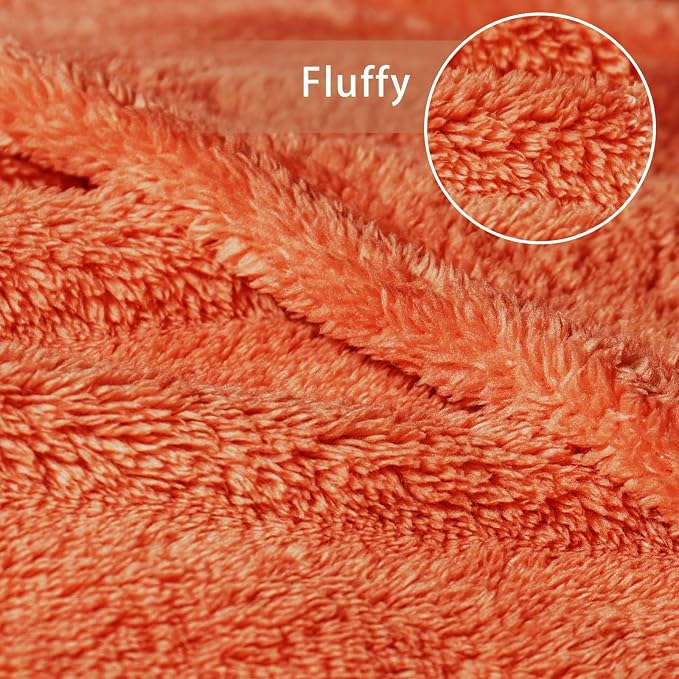 Exclusivo Mezcla Soft Plush Fleece Twin Size Blankets for Bed Living Room | Lightweight Fuzzy Fluffy Large Blanket for All Seasons, Cozy Velvet for Women Men, Machine Washable, 60"x80", Burnt Orange