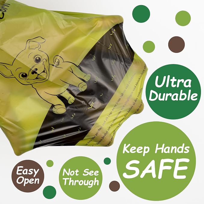 GREENER WALKER Poop Bags for Dog Waste, 1080 Doggy Waste Bags Extra Thick Strong 100% Leak-Proof (Green)