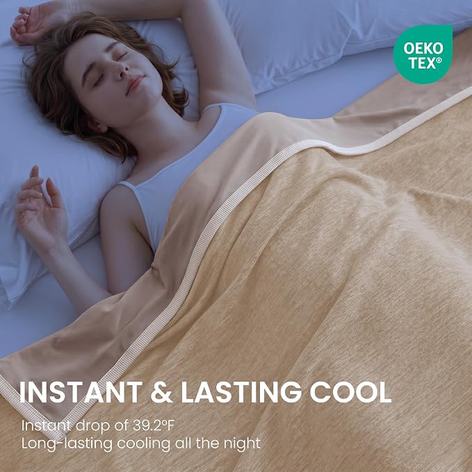 Cooling Blanket (90"x90"Queen Size) for Night Sweats Absorbs Heat to Keep Adults Cool on Warm Nights, Q-Max 0.5 Cooling Blankets for Hot Sleepers, Ultra-Cool Lightweight Blanket for Bed | Absorbs Heat Cold Summer Blanket for Night Sweats & Menopause Q-...