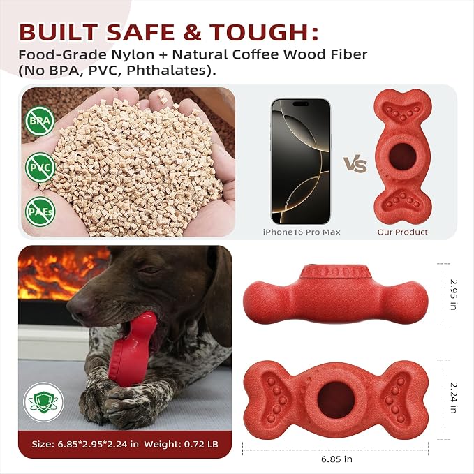 Niumowa Dog Toy, Food-Grade Freezable Chew for Anxiety Relief, Red