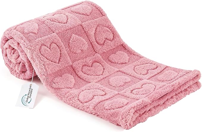 gogobunny Pet Blanket for Dogs Cats, 300GSM Ultra Soft Coral Fleece Blanket, Washable Small Dog Cat Blanket, Calming Crate Mat, Furniture Protector for Couch Bed Car Seat, Pink, 25x35IN