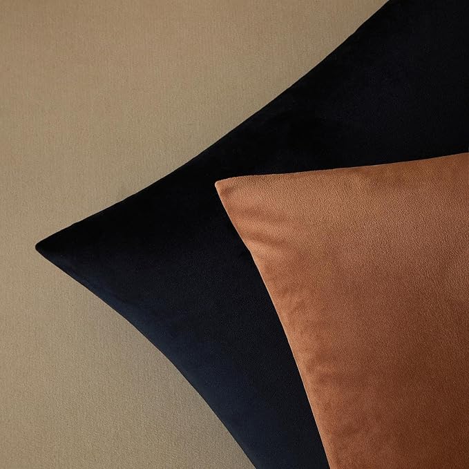 JUSPURBET 28x28 Throw Pillow Covers Set of 2 Decorative Pillow Covers for Couch Sofa Bed Cozy Velvet Cushion Covers Cases with Invisible Zipper for Living Room Home Decor,Mocha Mousse