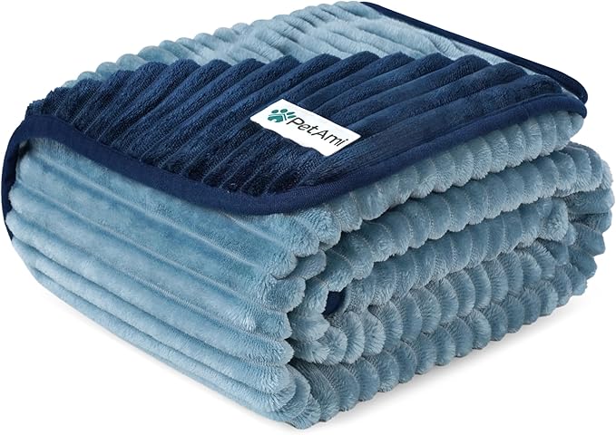 PetAmi Waterproof Dog Blanket, Leakproof Pet Blanket for Small Medium Large Cats, Soft Plush Reversible Sofa Couch Cover Protector, Washable Puppy Throw for Bed Crate, 60x80 in, Navy Blue