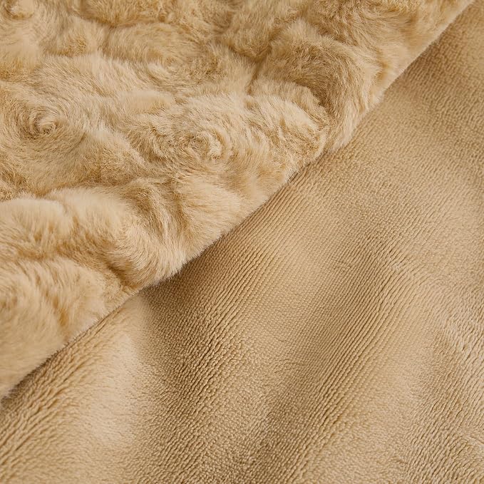 Fluffy Reversible Faux Fur Throw Blanket Thick Warm Blankets Cozy for Couch | Soft Plush Machine Washable Bed Home Decor, Large 50x70 Inch, for Women Men