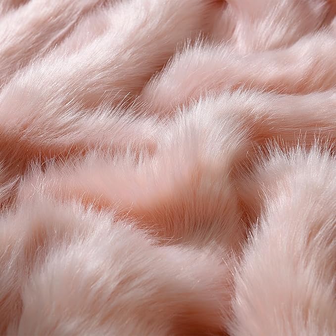 HORIMOTE HOME Pink Faux Fur Throw Blanket, Long Pile Light Pink Fur Blanket, Super Warm, Soft, Cozy, Fuzzy, Fluffy Throws for Couch Bed Sofa, Aesthetic Home Room Decor Throw, 50" x 60"