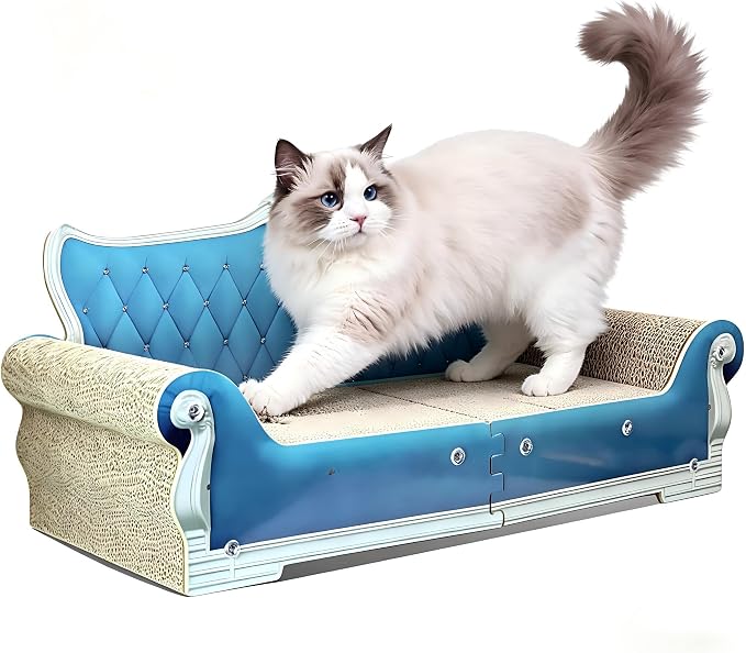 Extra Large Cat Scratcher Sofa Bed, Ergonomic Cardboard Couch | 27.5" Durable Cat Couch & Scratching Board, Reversible Lounge Furniture for Big Cats & Multi-Cat Households