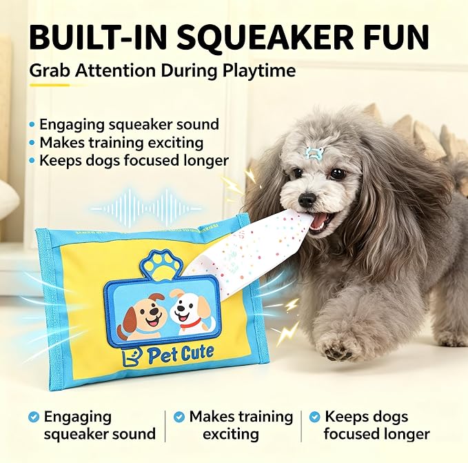 Wet Treats Feeder Sniffing Training Toy for Dog with Noise Maker and Reward Pouches Enhancing Cognitive Skill Wet Wipe Dog Snuffle Toy