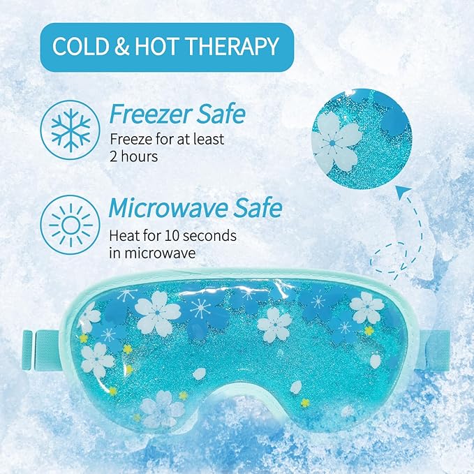 ZNÖCUETÖD Ice Mask Gel Cooling 2 Packs Reusable Cold Compress Eye Ice Pack for Dark Circles and Puffiness, Migraine, Stress Relief