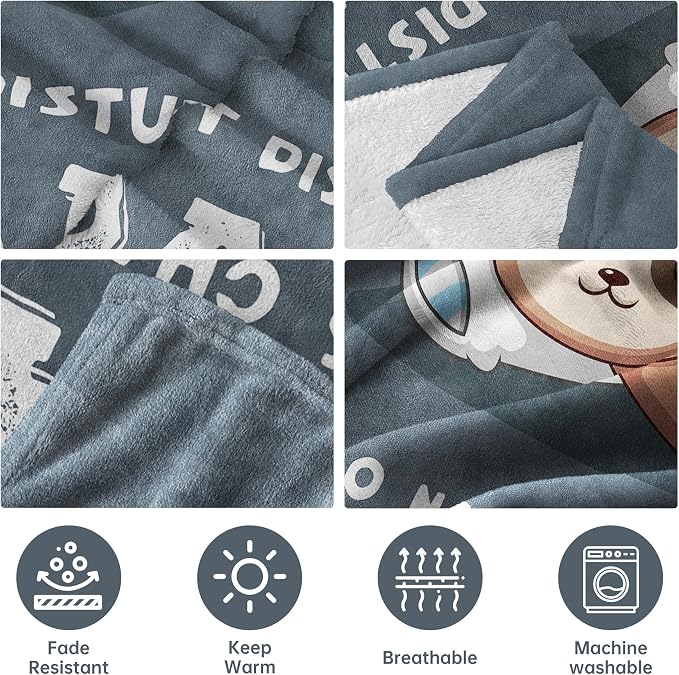 Leebbsin Funny Gift for Dad, Dad Birthday Gift from Daughter Son | Dad is Charging Sloth Blanket 60" x 50", Grey, Dads Gifts for Fathers Day Christmas, Soft Sloth Throws Blanket for Father
