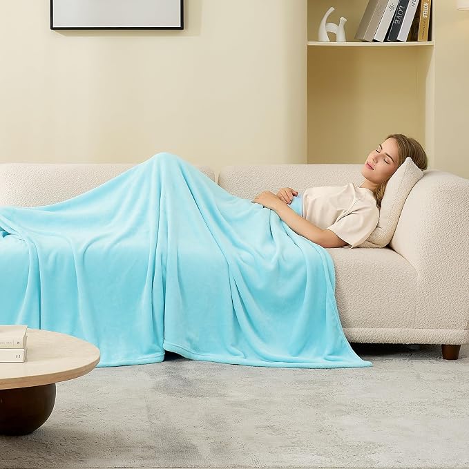Hansleep Twin Robin Egg Blue Fleece Blanket, Soft Flannel Bed Blanket | Fuzzy Cozy Blanket 60x80 Inches, Multi-use for Bed, Sofa, Couch, Travel, Camping, All Season Warm Lightweight Cover
