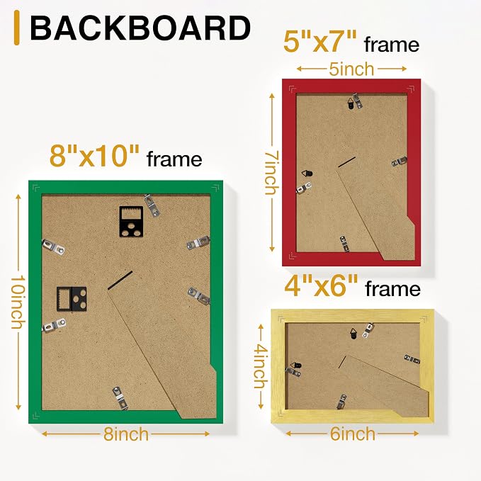 Vittanly 15 Pack Gallery Wall Frame Set, Green, Red, Gold | Picture Frames Collage Wall Decor: 3pcs 8x10, 6pcs 5x7, 6pcs 4x6. Picture Frame Set for Wall or Tabletop Display