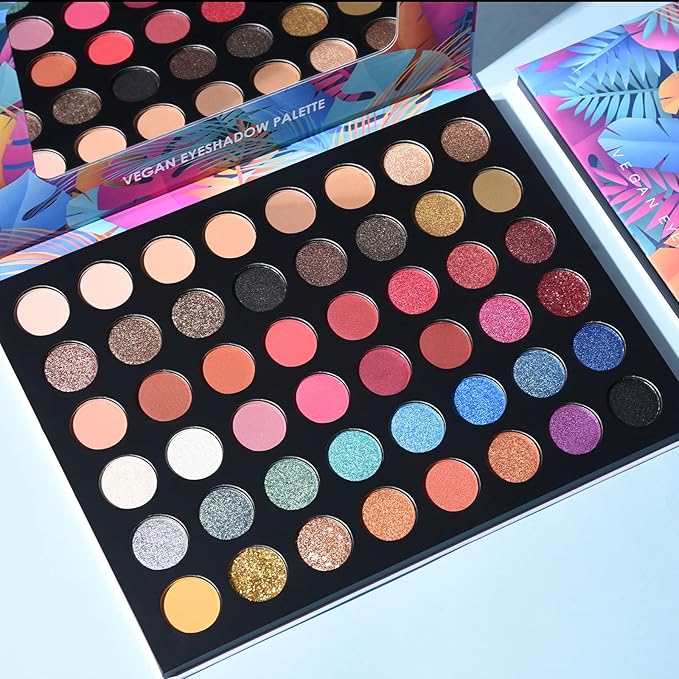 Eyeshadow Palette Glitter 48 Colors Bright Colorful Shimmer Eye Shadow Makeup Palette High Pigmented Metallic Color Eye Shadow Powder Easy To Blend Rainbow Sparkle Glitter Eyeshadow Pallet