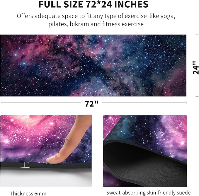 nuveti Yoga Mat Print Extra Thick TPE Non Slip Fitness Exercise Mat with Carrying Bag,72"x24" Extra Thick 6MM Exercise & Workout Mat for Yoga, Pilates Fitness and Floor Exercises