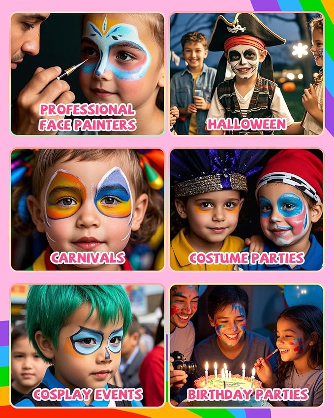Anka Bella Professional Water Activated Rainbow Cake Face Paint（Sunrise Harbor）50gm,Hypoallergenic, Non-Toxic,Face Body Painting Makeup