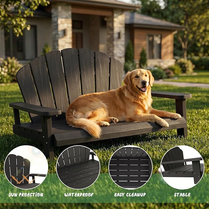 Outdoor Dog Sofa Chair, Black, 40.24" L x 30.08" W x 20.04" H | Waterproof Resin Dog Bed, For Patio Furniture, Easy Assembly and Clean