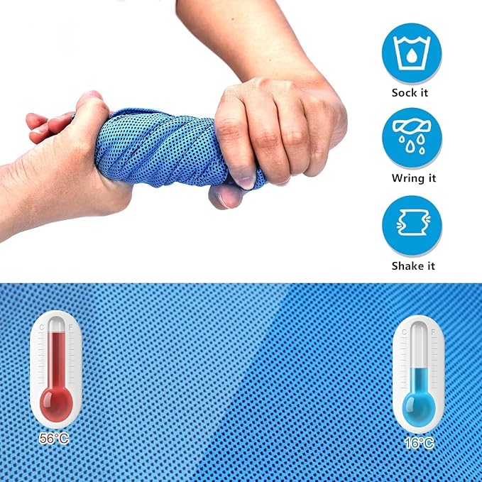 4 Packs Cooling Towels (40x12 Inch), Cooling Towels for Neck and Face, Stay Cool in Hot Weather for Sports, Gym, Yoga, Golf, Fitness, Running, Camping & Travel