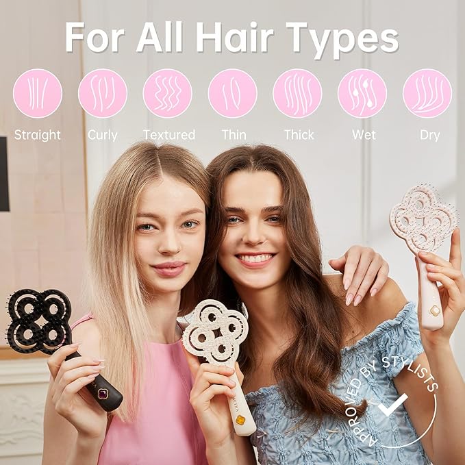Simetra Detangler Hair Brush for Women and Men, Original Detangling Brush for Curly Hair/Fine &Thick/Wet & Dry Hair, Holiday Present Hairbrush - Natural Crystal Inlay & 14K Gold Plating