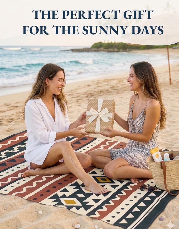 LANE LINEN Beach Towels 6 Pack, Oversized Beach Towel, Lightweight Beach Essentials for Women, Large Pool Towel, Absorbent & Quick Dry, Sand Free Beach Towel, 39"x71" - Island Boho