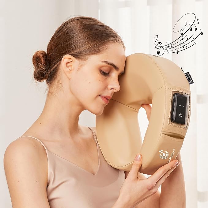 Master Massage 28" Argo Portable Massage Table with Extra Music Master Crescent Round High Fidelity Sound Face Cradle Cushion - Cream