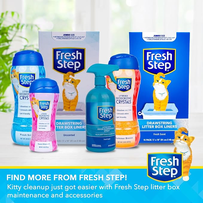 Fresh Step Cat Litter Crystals Deodorizer, Sweet Blossom Scent, 30 Oz | Non-toxic crystals, sweet blossom scent, odor neutralizing, any litter box