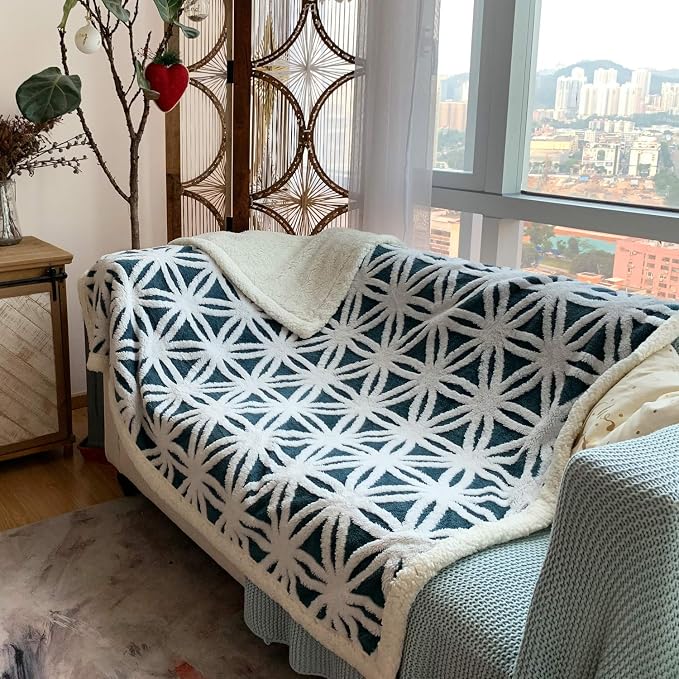 LOMAO Sherpa Fleece Blanket Gifts for Mom Dad Cozy Soft Throw Blanket for Women Men Birthday Gifts Dual Sided Couch Sofa Bed Blanket (Navy, 60''x80'')