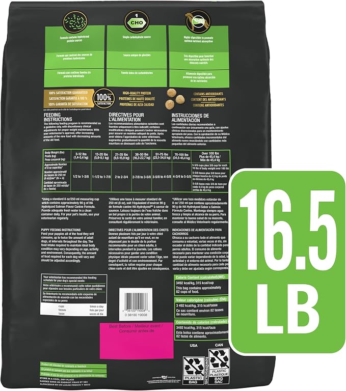 Pro Plan Veterinary Diets Purina HA Hydrolyzed Protein Dog Food Dry Salmon Flavor Formula - 16.5 lb. Bag
