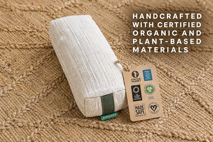 Avocado Organic Yoga Meditation Pillow, GOTS Certified Organic Cotton Cover, Natural Buckwheat Fill