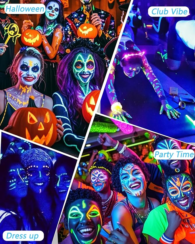 UV Neon Colored Gel Eyeliner Pencil, Matte Rainbow Colorful Eyeliner Pencils Glow in the Dark Makeup, Waterproof Long Lasting Gel Eye Liner Pen with Sharpener for Halloween Face Body Painting-B06 Pink