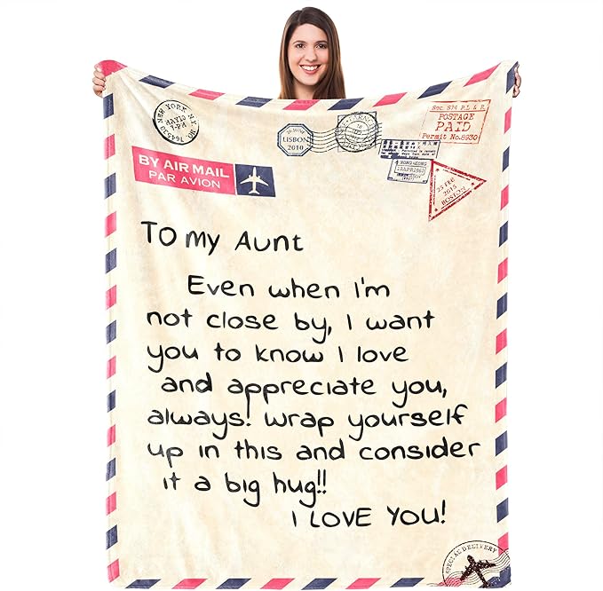 UFOORO Aunt Gifts, Best Aunt Ever Gifts from Niece Nephew, to My Aunt Blankets Present, Thoughtful Auntie Blanket, for Christmas Birthday, Mother’s Day Holidays55 x70