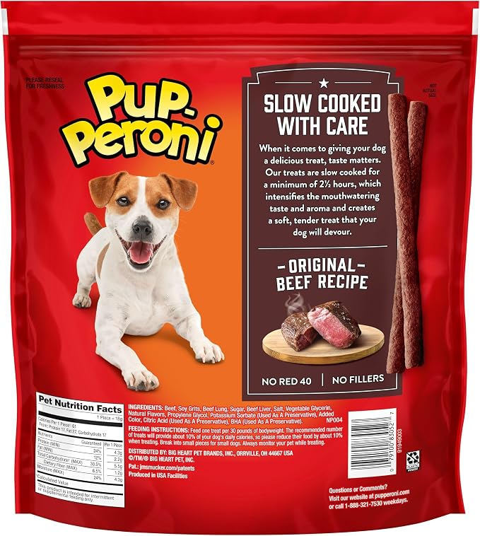 Pup-Peroni Dog Treats, Original Beef Flavor, 38 Ounce, Made with Real Beef (Pack of 4)