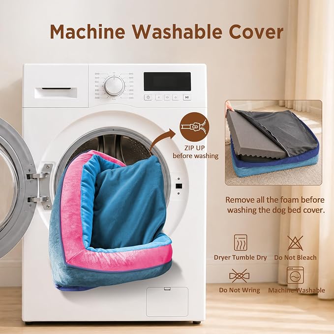Comfort Expression Orthopedic Dog Bed for Extra Large Dogs with Bolster | Waterproof Dog Couch Bed with Washable Cover & Non-Slip Bottom, Supportive Egg Crate Foam XL Pet Bed, 42x30 Inch