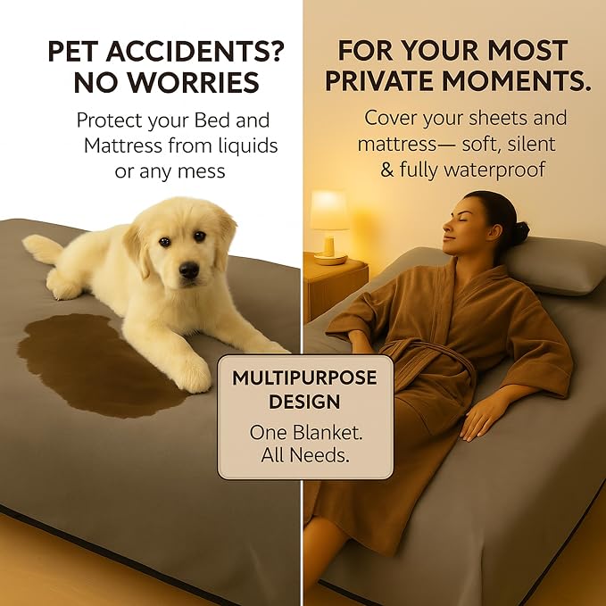 Waterproof Blanket for Bed or Couch – Soft and Leakproof Waterproof Throw Blanket, Water Proof & Stain Resistant Easy to Clean Throw Blanket Cover for Adults or Pets, Reversible Grey 60"x80" | High-Density Heavy-Duty Material - Ultra-Soft & Durable Sof...