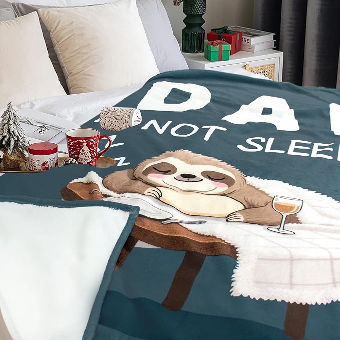 Funny Birthday Gift for Dad, Gifts for Dads from Daughter Son, Dads Gifts for Christmas Father‘s Day, Dad is Not Sleeping Blanket, Throw Blanket 50" X60"