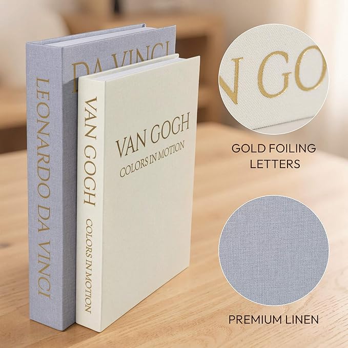 MAOBUYOU Decorative Linen Book Set of 2, Faux Book Storage Box, Coffee Table and Bookshelf Decor