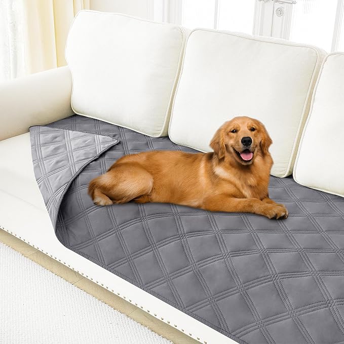 Smiry Waterproof Dog Bed Cover, Reversible Pet Blanket for Sofa Couch | Soft Washable Dog Blanket, Leakproof Couch Cover for Dogs Cats & Furniture Protection, 40x70, Grey/Light Grey
