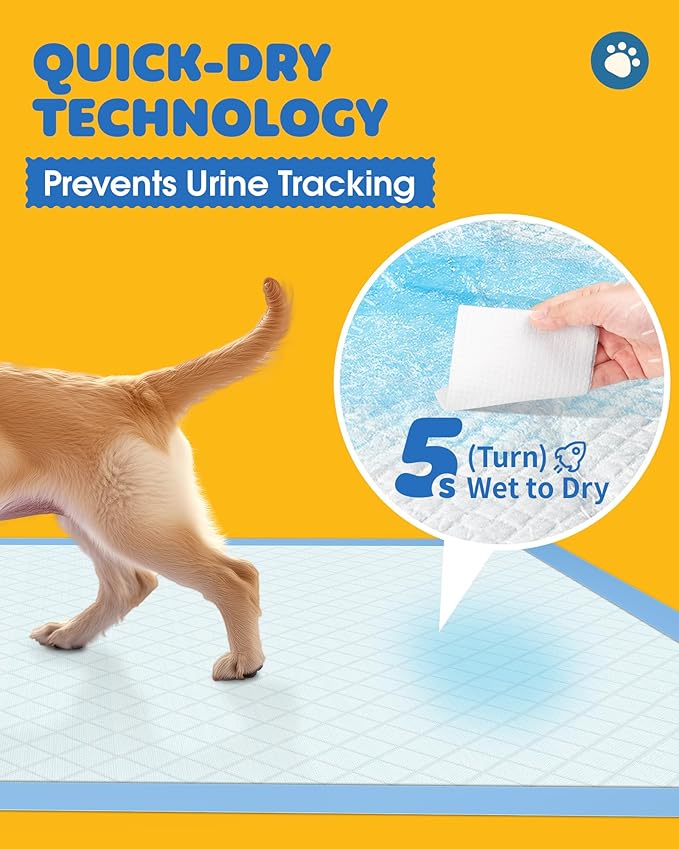Powools Puppy Pads for Dogs, 34x28 in, 6-Layer Leakproof, 100-Pack | Extra-Large Pee Pads, Disposable, Quick-Dry Dog Pads, High Absorbency, Wee Wee Pads for Dogs, Easy Puppy Potty Training