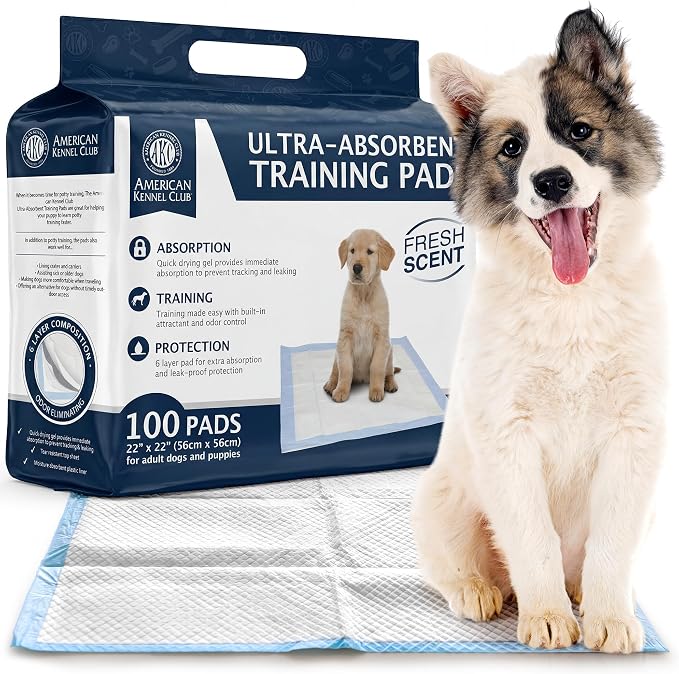 AKC Puppy Training Pads, 22" x 22", Fresh Scent,100 Count