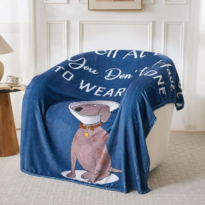 Thinking of You Gifts for Women Men – Get Well Blanket 50x60 Inch, Navy Flannel Comfort Blanket, Sympathy Throw for After Surgery, Chemo, Illness, Recovery