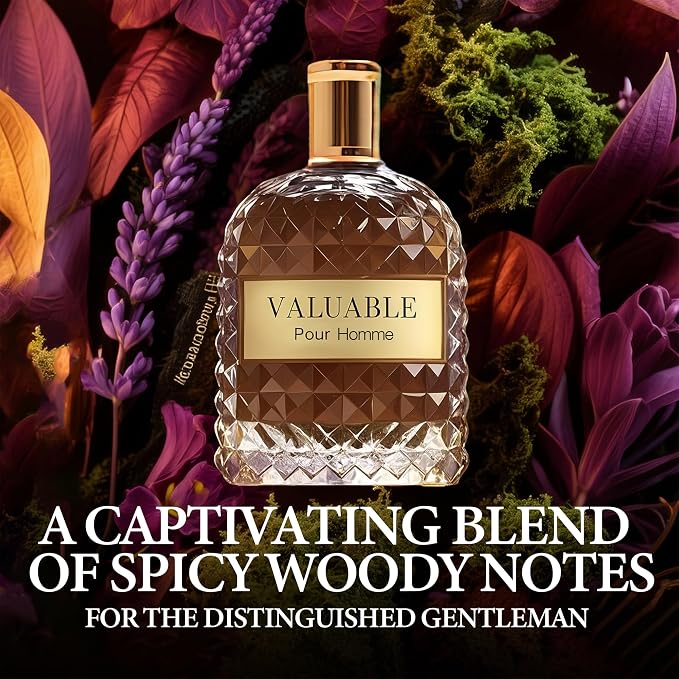 A CENTER Valentin&Valuable Men's Cologne Gift Set - 3.4 Fl Oz Each | Amber Floral & Vanilla Leather Fragrance | Eau de Toilette Duo for Daily & Special Occasions