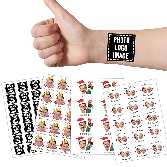 Ubmpj Custom Temporary Tattoos Personalized Temporary Tattoos with Photo Face Name Text for Graduation Bachelorette Birthday Party Wedding Bride Groom