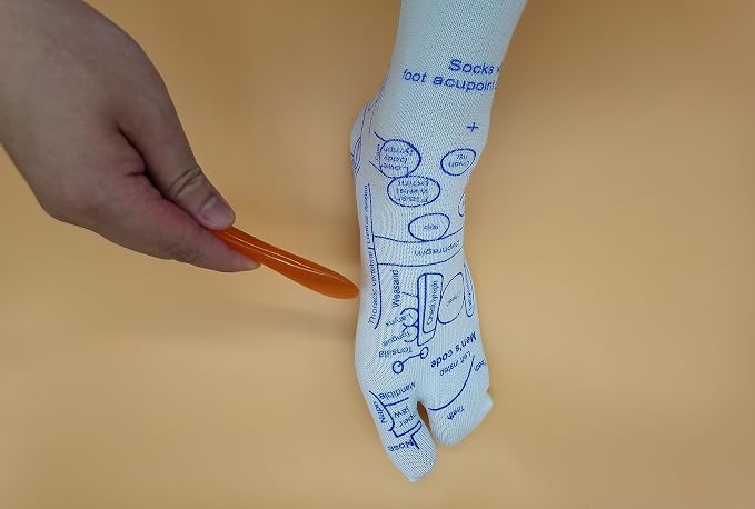 Broman Reflexology Socks with Acupressure Pen with Gua Sha End,Foot Pain Relief Remedy,Men's Size