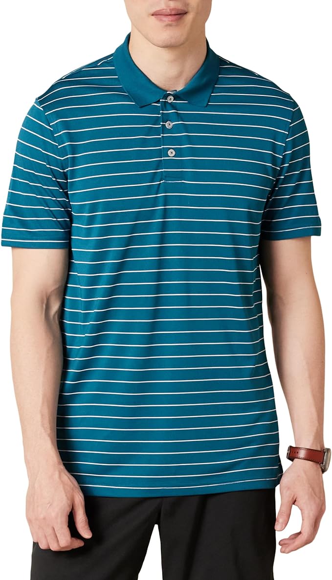 Amazon Essentials Men's Moisture Wicking Golf Polo Shirt, Short Sleeve, Slim-Fit, Quick-Dry, Active Wear