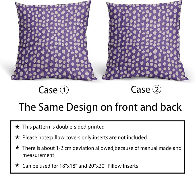 Sweetshow Purple Cream Dots Pillow Covers 16x16 Set of 2 Boho Design Polka Dot Throw Pillows Modern Trendy Print Outdoor Decorative Pillowcase Square Linen Cushion Cases Decor for Sofa Couch Bed