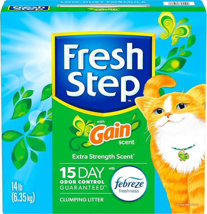 Fresh Step Odor Shield Multi Cat Clumping Cat Litter with Gain, 14 lb. | Odor Shield with Ammonia Block Technology, Low Dust, Compatible with Most Automatic Litter Boxes