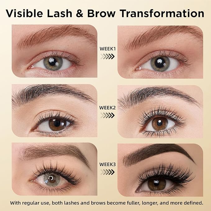 Eyelash & Eyebrow Growth Serum-2-in-1 Lash & Brow Enhancer for Longer, Thicker, Fuller Looking Lashes - Advanced Peptide Formula, Vegan & Cruelty-Free, Safe for Sensitive Eyes - 3ml (Carbon Gold)