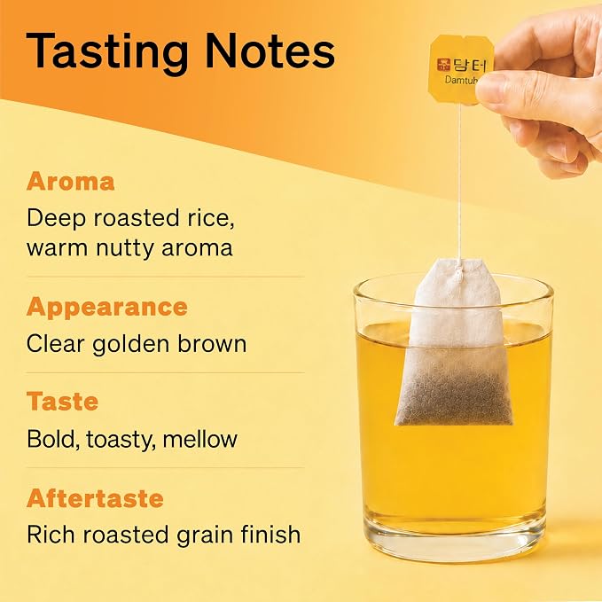 Damtuh Korean Roasted Rice Tea Bags with Solomon’s Seal, Caffeine-Free Traditional Tea, 1.5g x 40 Bags