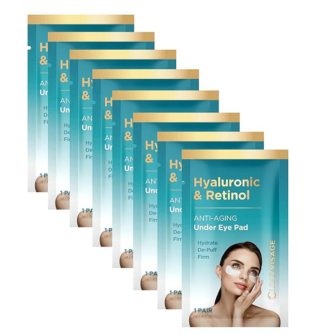 Hyaluronic Acid & Retinol Under Eye Patches – Hydrating & Firming Eye Pads For Puffiness, Dark Circles & Wrinkles – Dermatologist Tested, Anti-Aging, Korean Skin Care – Vegan – 8 Pairs