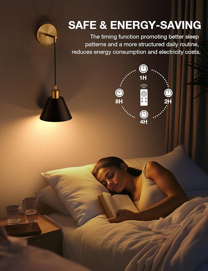 Gold & Black Battery Operated Wall Sconce Set of 2, 5200mAh Dimmable Detachable Bulbs and Remote Wireless Rechargeable Wall Lights, 9 Colors Sconces Wall Decor for Bedroom Living Room Hallway