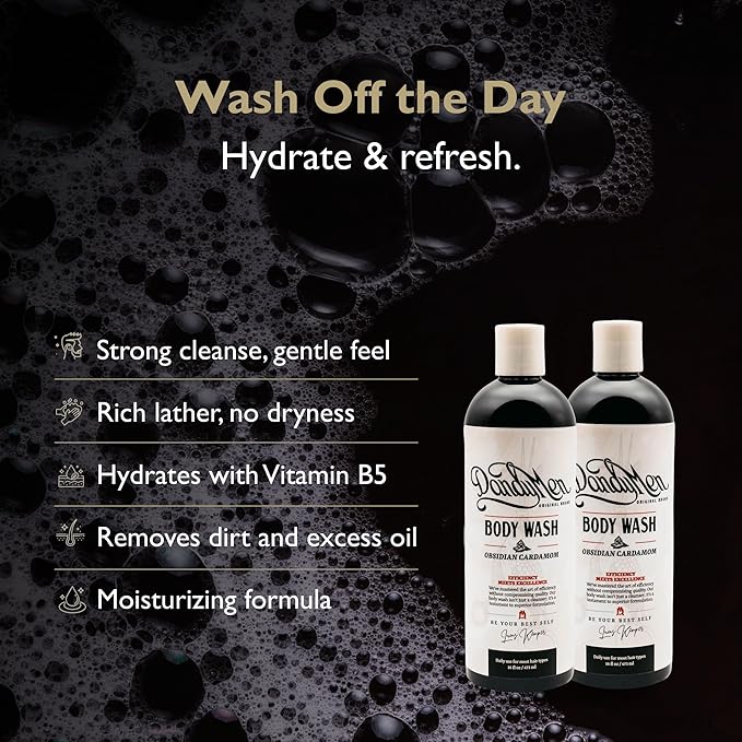 DandyMen Hydrating Bodywash for Men – 16oz (2-pack, Obsidian Cardamom)