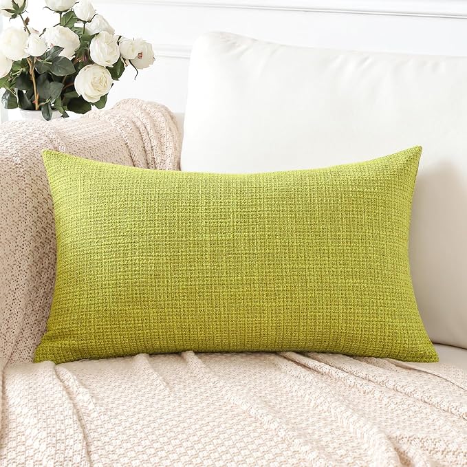 OTOSTAR Linen Throw Pillow Cover Set of 1 Decorative Lumbar Pillowcases Cushion Covers 16x24 Inch for Home Decor Sofa Bedroom Car 40 x 60CM Sage Green